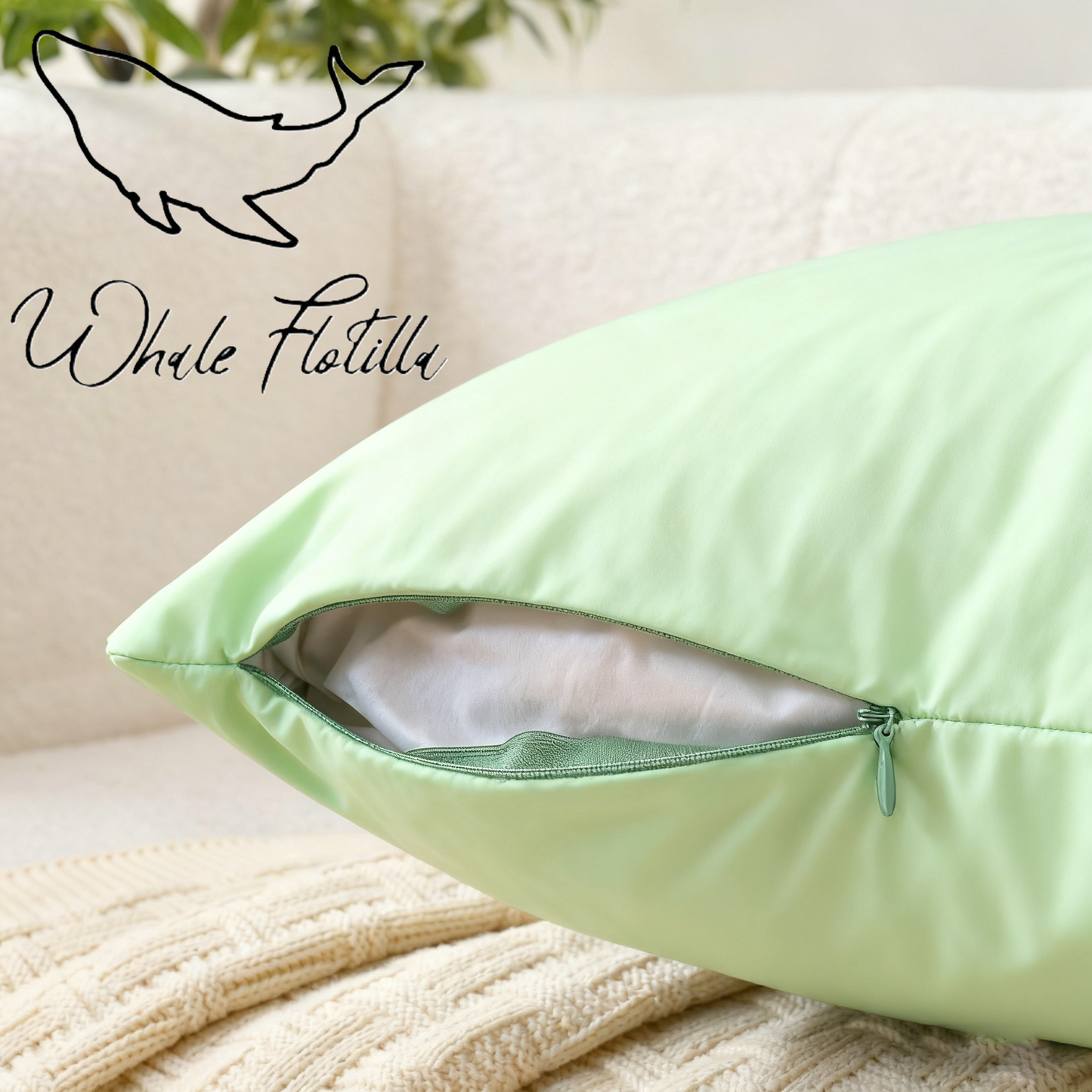 Whale Flotilla Luxury Soft Decorative Throw Pillow Cover, Cushion Cover for Couch Sofa Bed Chair, Stylish Home Decor Accent PillowcaseㄛGreen