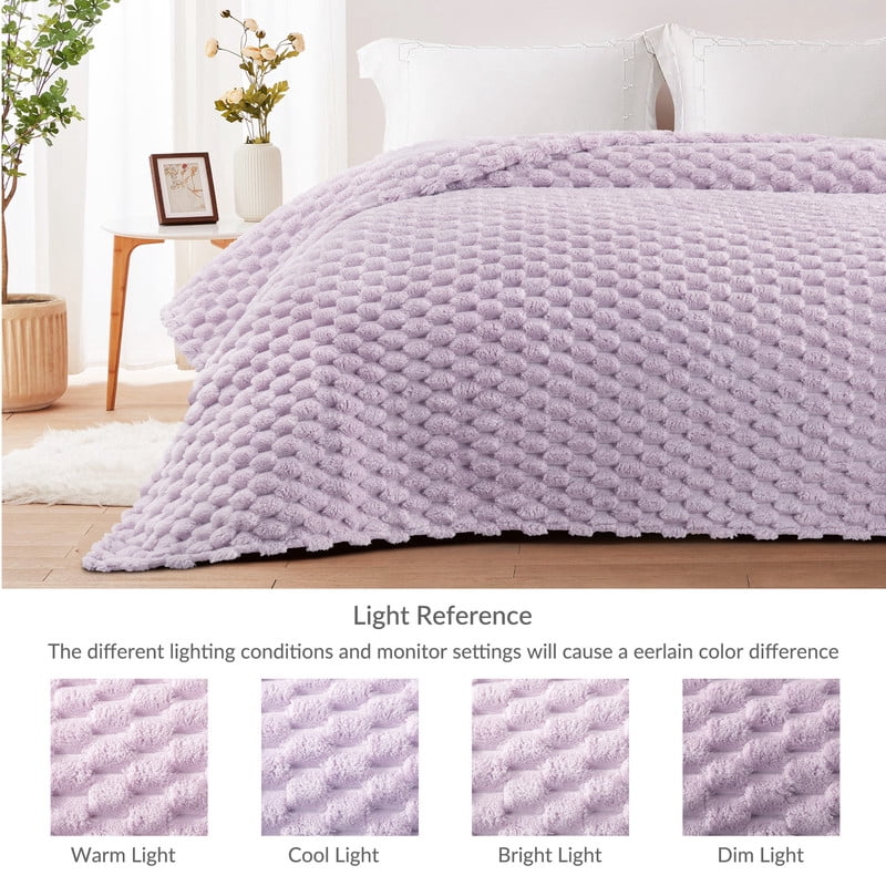 Whale Flotilla 90"x 90" Queen Size Blanket for Bed with Expanded 3D-Jacquard Pattern, Fuzzy Soft Cozy Exquisite Blankets or All Season, Warm and Fluffy, Lilac