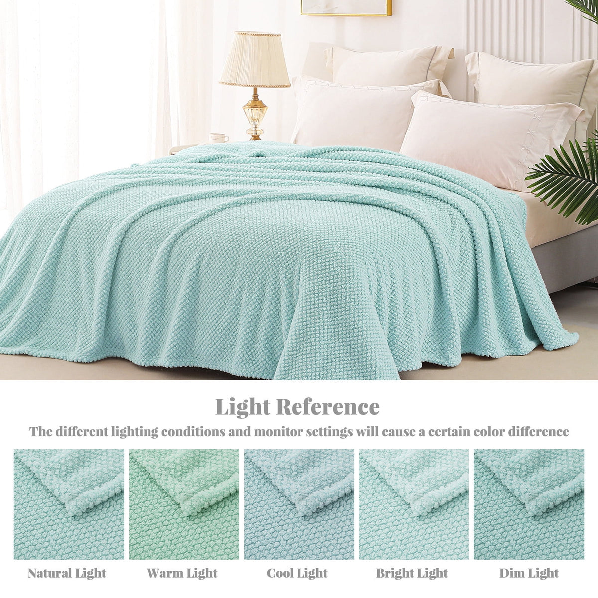 Whale Flotilla Fuzzy Fleece 50"x70" Throw Blanket for Couch, Fluffy Warm Soft Jacquard Blankets for All Seasons, Lightweight and Cozy, Light Blue