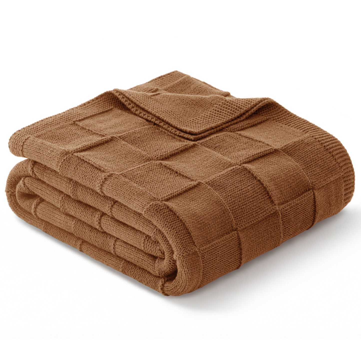 Whale Flotilla Knit Throw Blanket for Couch, Soft Fuzzy Decorative Knitted Blanket for Sofa Bed, Lightweight Cozy Warm Throws, 60x80 Inch, Brown