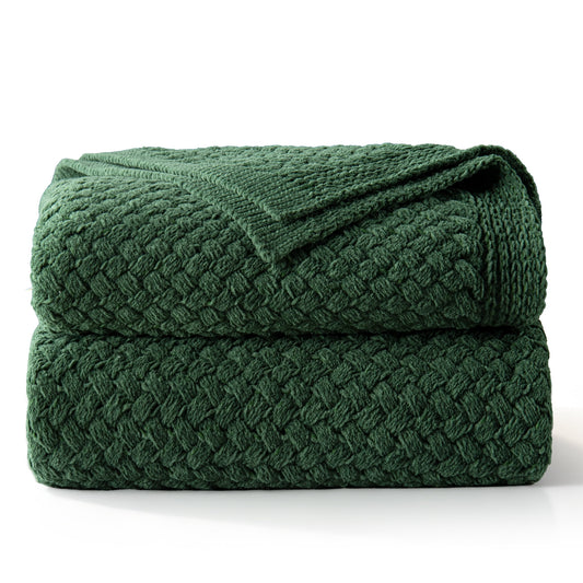 Whale Flotilla Chenille Textured Throw Blanket, 50x60 Inch, Deep Green