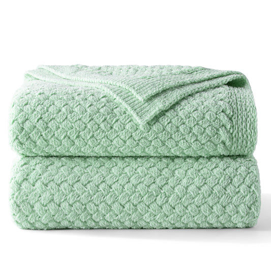 Whale Flotilla Chenille Textured Twin Size Blanket, 60x80 Inch, Sage Green