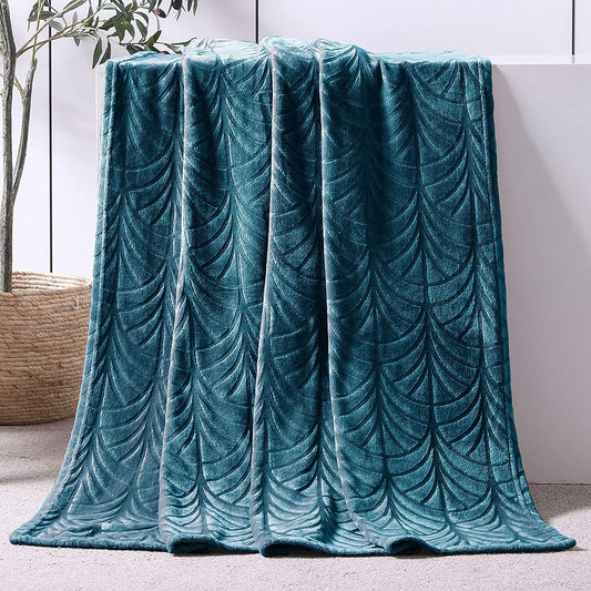 Whale Flotilla Fleece Throw Blanket for Couch, Soft Fluffy Sofa Bed Blanket with Vintage Pattern for All Season, Warm and Lightweight, 50x60 Inch, Grey Blue