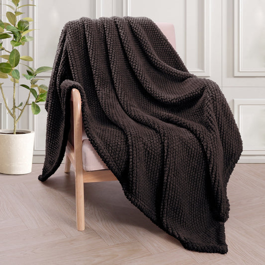 Whale Flotilla Fuzzy Fleece 50"x70" Throw Blanket for Couch, Fluffy Warm Soft Jacquard Blankets for Fall Winter, Lightweight and Cozy, Coffee