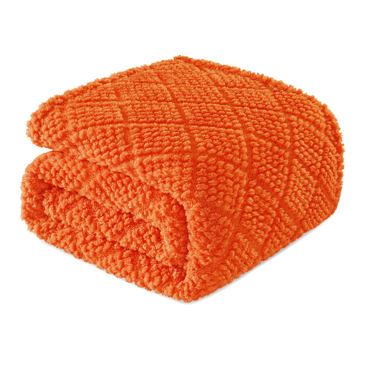 Whale Flotilla Fuzzy Fleece Throw Blanket for Couch, Bed, Soft Fluffy Jacquard Waffle Blankets for All Season, Lightweight and Warm, 50x60 Inch, Burnt Orange