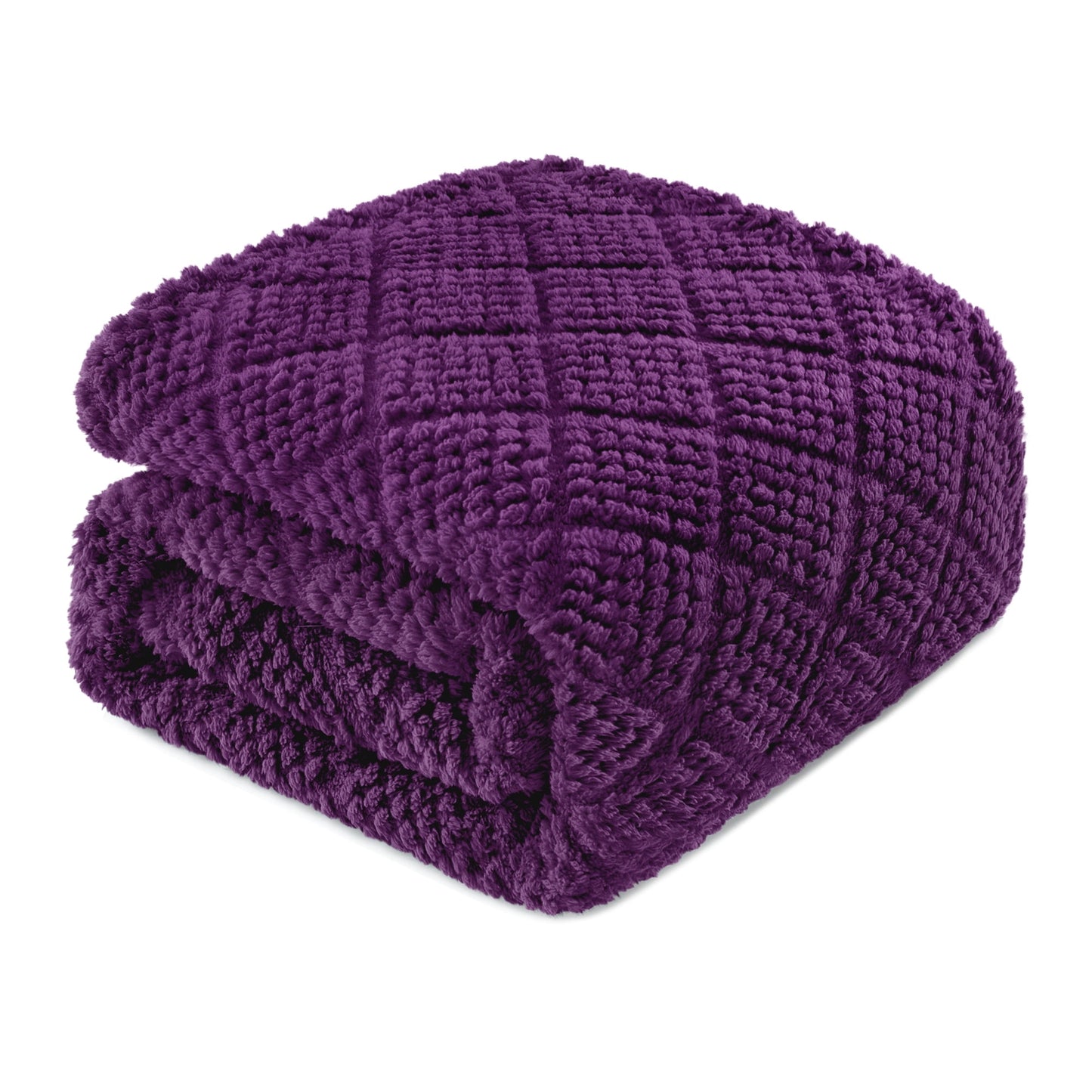 Whale Flotilla Fuzzy Fleece Throw Blanket for Couch, Bed, Soft Fluffy Jacquard Waffle Blankets for All Season, Lightweight and Warm, 50x60 Inch, Purple