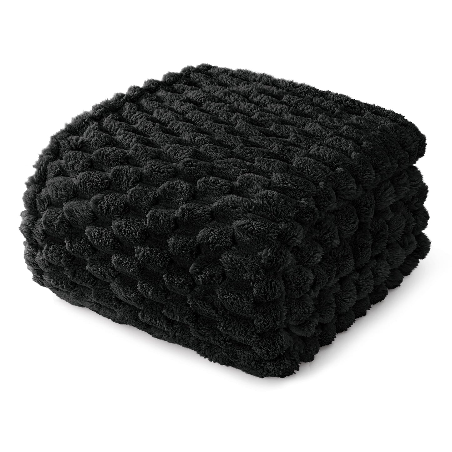 Whale Flotilla 90"x 104" King Size Blanket for Bed with Expanded 3D-Jacquard Pattern, Fuzzy Soft Cozy Exquisite Blankets or All Season, Warm and Fluffy, Black