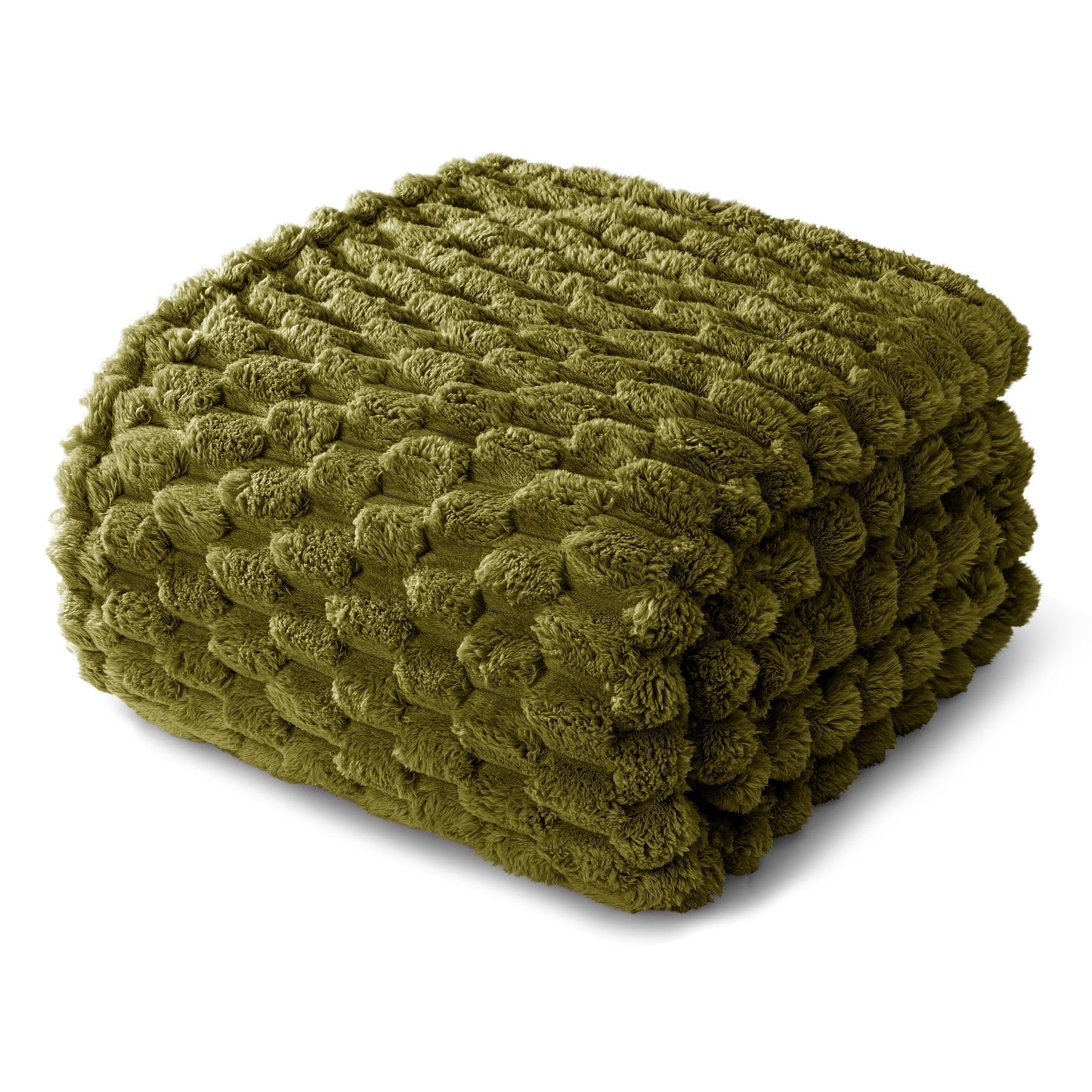 Whale Flotilla 90"x 104" King Size Blanket for Bed with Expanded 3D-Jacquard Pattern, Fuzzy Soft Cozy Exquisite Blankets or All Season, Warm and Fluffy, Olive