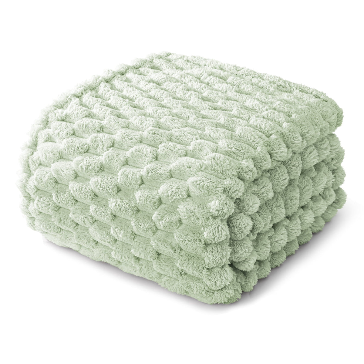 Whale Flotilla 90"x 104" King Size Blanket for Bed with Expanded 3D-Jacquard Pattern, Fuzzy Soft Cozy Exquisite Blankets or All Season, Warm and Fluffy, Sage Green