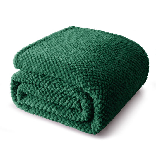 Whale Flotilla King Size Fuzzy Fleece Blanket, 90"x104" Fluffy Lightweight Soft Jacquard Bed Blankets for All Seasons, Warm and Cozy, Deep Green