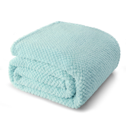 Whale Flotilla King Size Fuzzy Fleece Blanket, 90"x104" Fluffy Lightweight Soft Jacquard Bed Blankets for All Seasons, Warm and Cozy, Light Blue