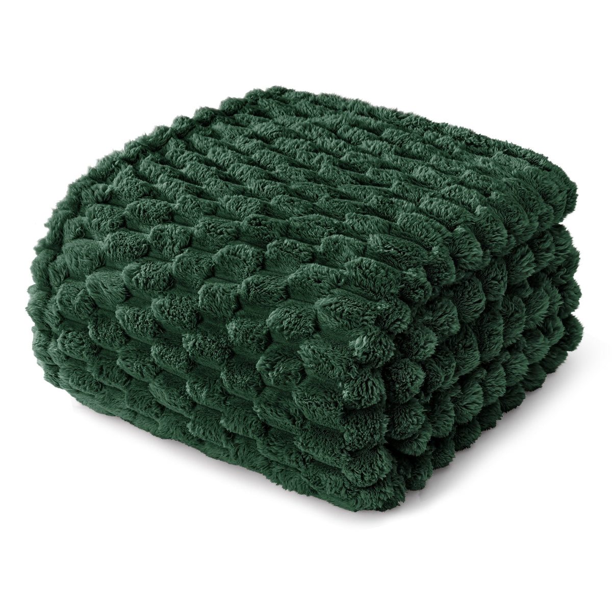 Whale Flotilla 90"x 90" Queen Size Blanket for Bed with Expanded 3D-Jacquard Pattern, Fuzzy Soft Cozy Exquisite Blankets or All Season, Warm and Fluffy, Emerald Green