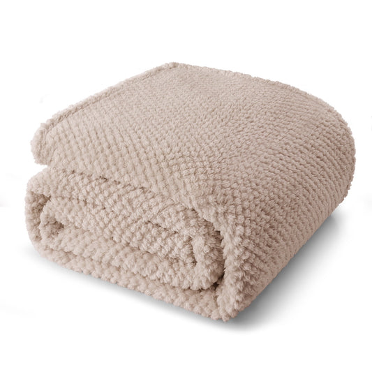 Whale Flotilla Queen Size Fuzzy Fleece Blanket, 90"x90" Fluffy Warm Soft Jacquard Bed Blankets for Fall Winter, Lightweight and Cozy, Camel