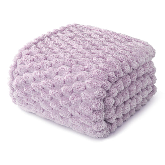 Whale Flotilla 60"x 80" Twin Size Blanket for Bed with Expanded 3D-Jacquard Pattern, Fuzzy Soft Cozy Exquisite Blankets or All Season, Warm and Fluffy, Lilac
