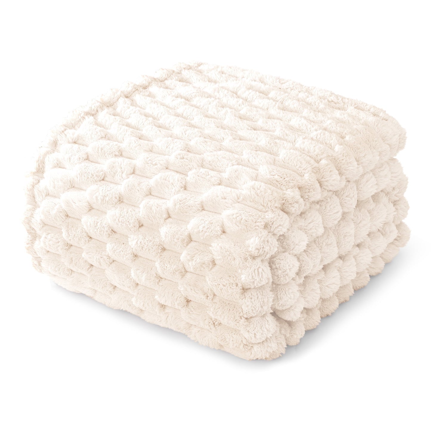 Whale Flotilla 60"x 80" Twin Size Blanket for Bed with Expanded 3D-Jacquard Pattern, Fuzzy Soft Cozy Exquisite Blankets or All Season, Warm and Fluffy, White