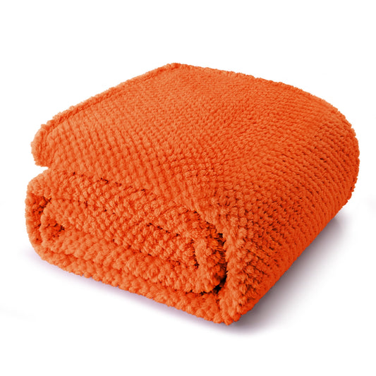 Whale Flotilla Twin Size Fuzzy Fleece Blanket, 60"x80" Fluffy Warm Soft Jacquard Bed Blankets for Fall Winter, Lightweight and Cozy, Burnt Orange