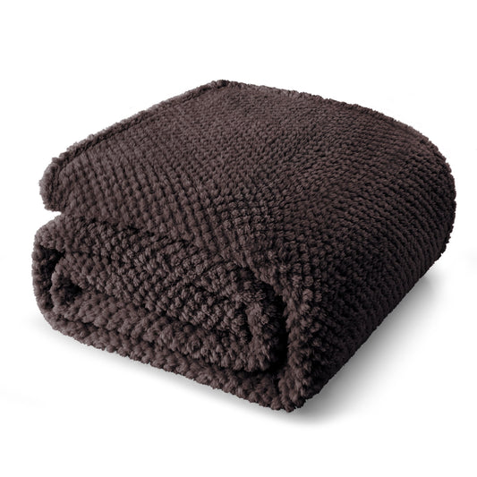 Whale Flotilla Twin Size Fuzzy Fleece Blanket, 60"x80" Fluffy Warm Soft Jacquard Bed Blankets for Fall Winter, Lightweight and Cozy, Coffee