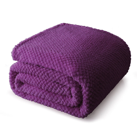 Whale Flotilla Twin Size Fuzzy Fleece Blanket, 60"x80" Fluffy Warm Soft Jacquard Bed Blankets for Fall Winter, Lightweight and Cozy, Purple