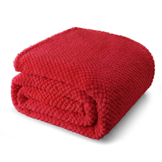 Whale Flotilla Twin Size Fuzzy Fleece Blanket, 60"x80" Fluffy Warm Soft Jacquard Bed Blankets for Fall Winter, Lightweight and Cozy, Red