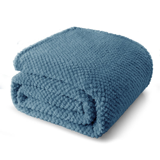 Whale Flotilla Twin Size Fuzzy Fleece Blanket, 60"x80" Fluffy Warm Soft Jacquard Bed Blankets for Fall Winter, Lightweight and Cozy, Slate Blue