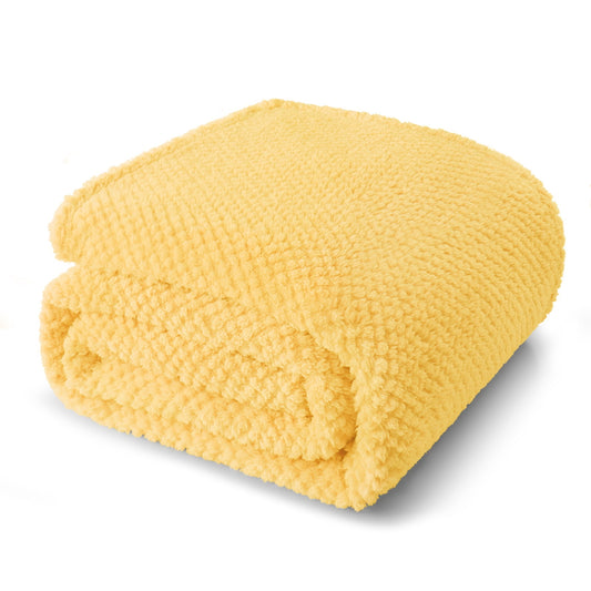 Whale Flotilla Twin Size Fuzzy Fleece Blanket, 60"x80" Fluffy Warm Soft Jacquard Bed Blankets for Fall Winter, Lightweight and Cozy, Yellow