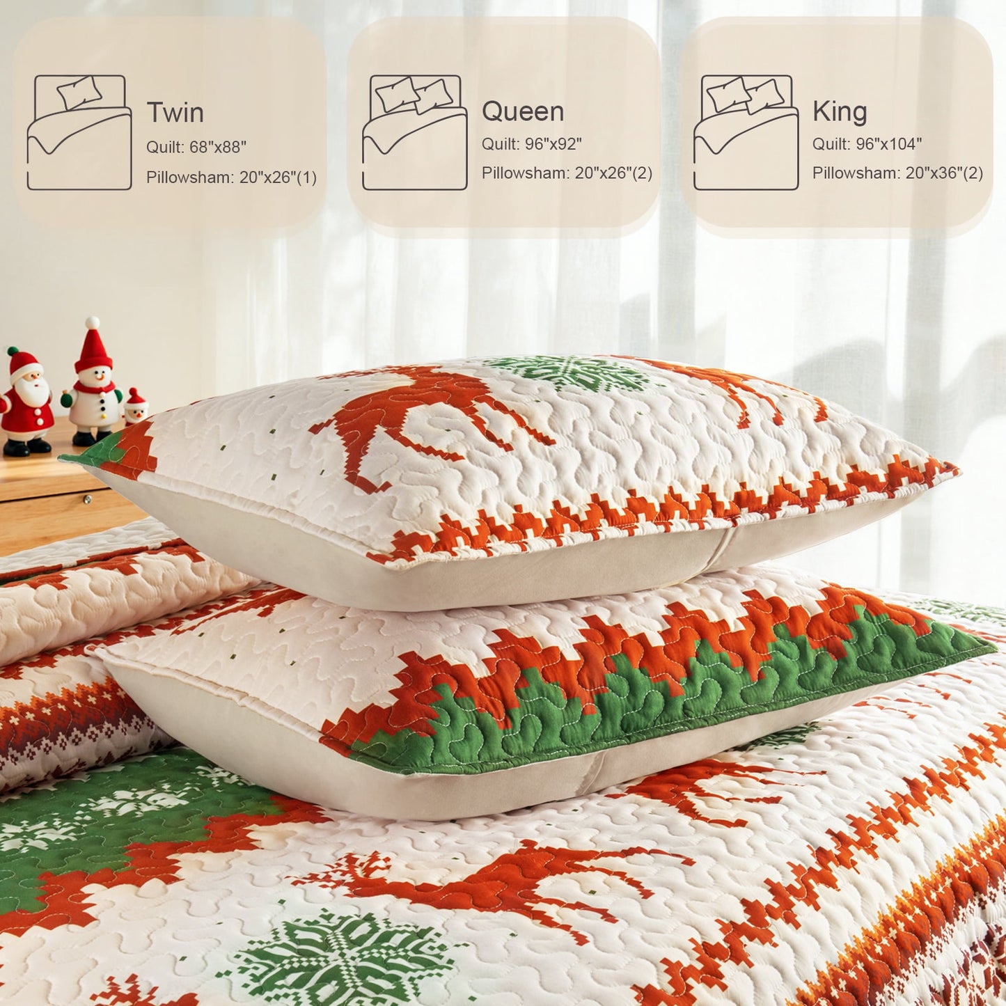 Whale Flotilla Reversible Patchwork Quilts California King Size, Lightweight Boho Printed Bedspreads Coverlets Oversized Quilt Bedding Set with 2 Pillow Shams for All Seasons, Happy Snowflake
