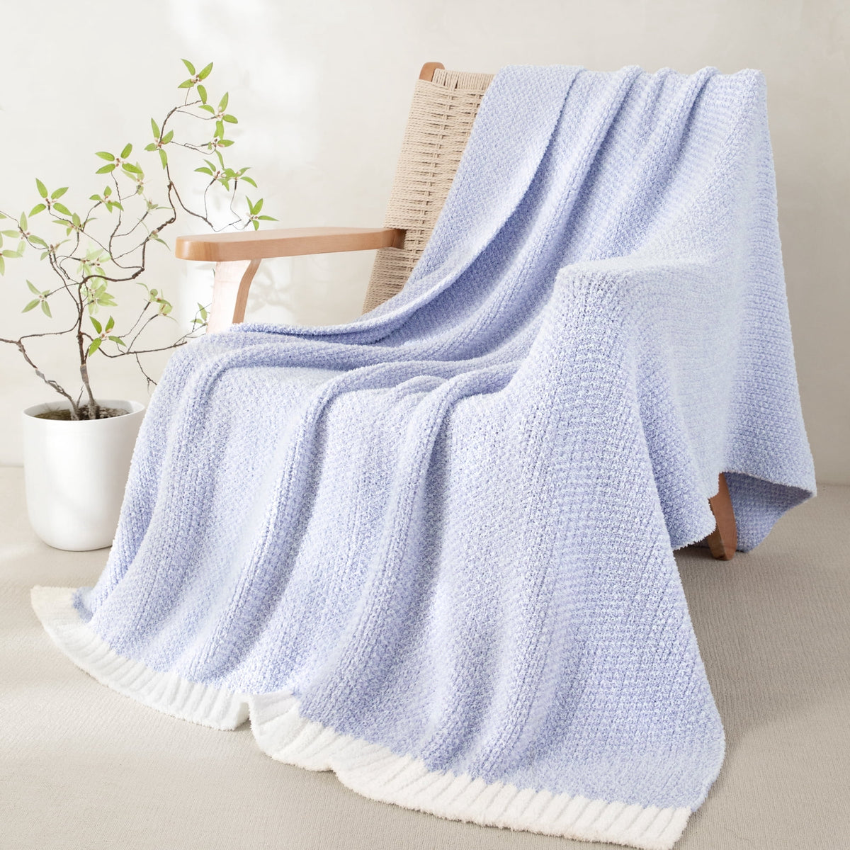 Whale Flotilla Knit Throw Blanket for Couch, Sofa, Bed, Soft Fluffy and Cozy, 50"x60", Lavender