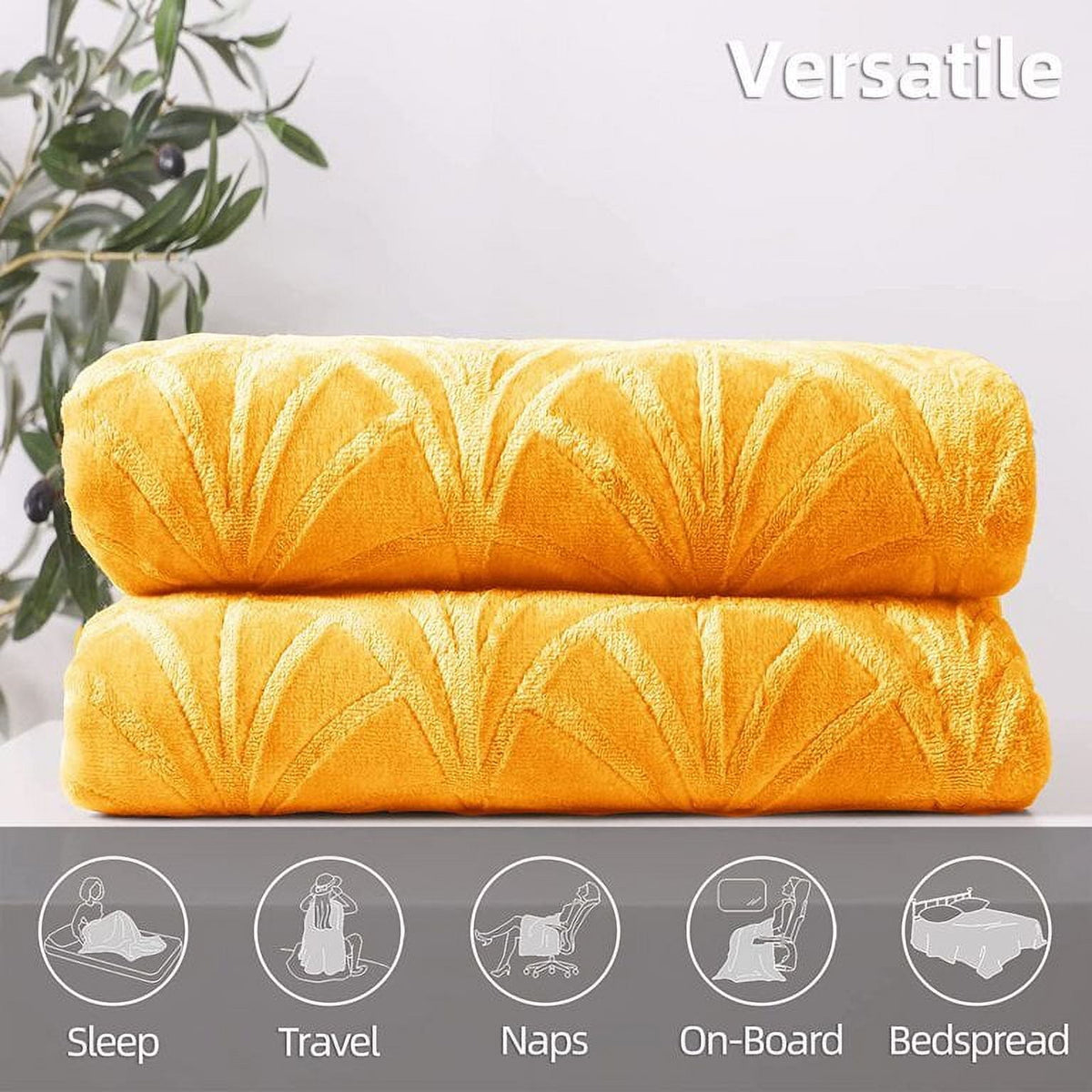 Whale Flotilla Flannel Fleece 60"x80" Twin Size Throw Blanket, Soft Fluffy Velvet Bedspread with Vintage Pattern, Warm Lightweight All-Season Coverlet, Lemon Yellow