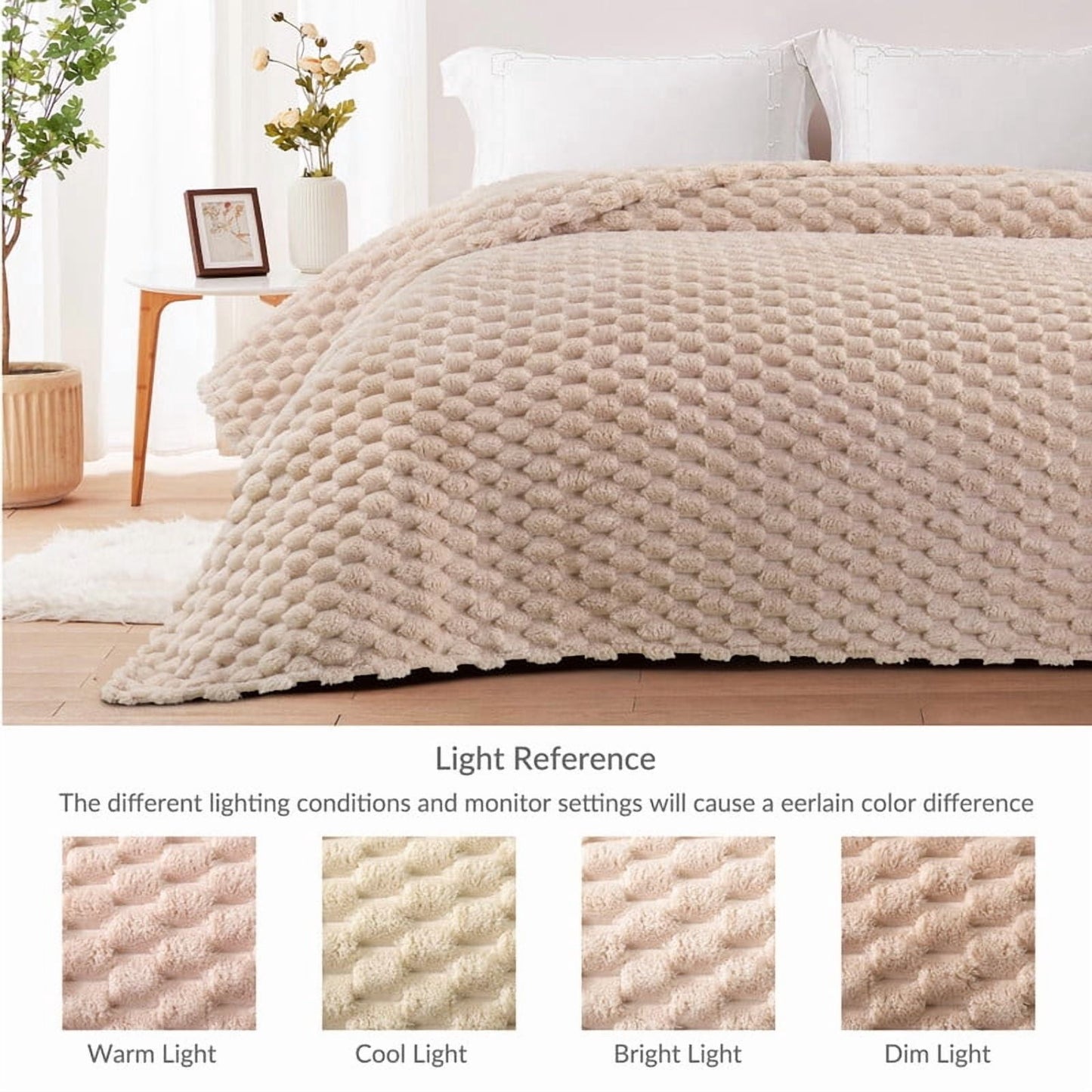 Whale Flotilla 60"x 80" Twin Size Blanket for Bed with Expanded 3D-Jacquard Pattern, Fuzzy Soft Cozy Exquisite Blankets or All Season, Warm and Fluffy, Camel