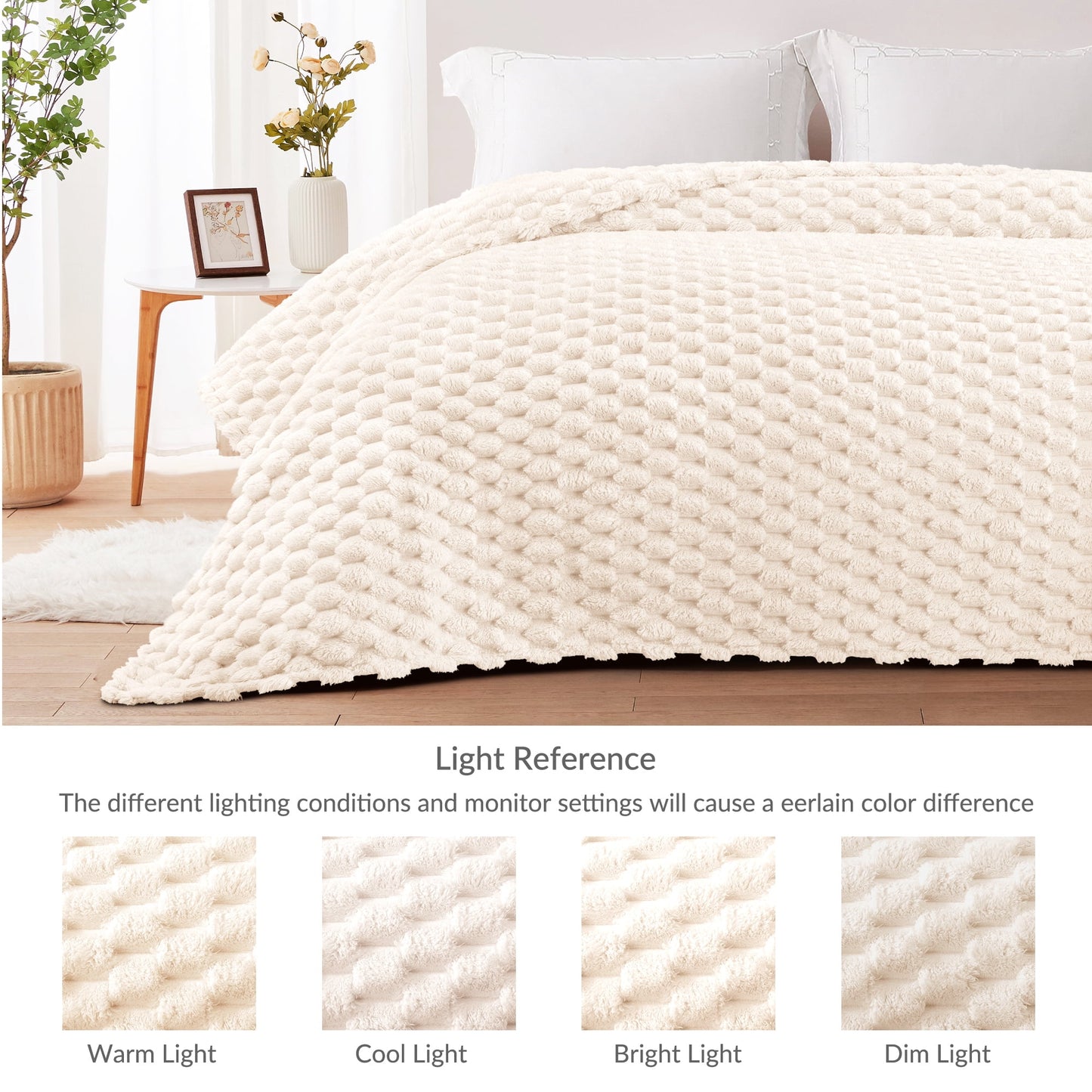 Whale Flotilla 60"x 80" Twin Size Blanket for Bed with Expanded 3D-Jacquard Pattern, Fuzzy Soft Cozy Exquisite Blankets or All Season, Warm and Fluffy, White