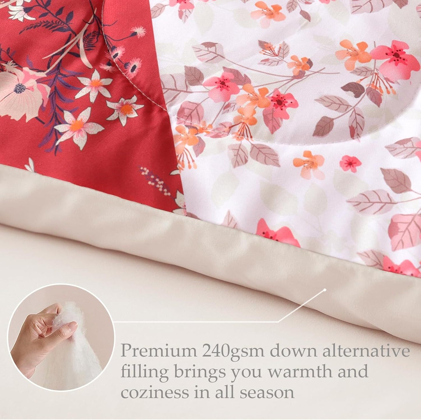 Whale Flotilla King Comforter Set, Soft Reversible Beige Bedding Comforter Set with Pailsey Pattern, 1 Micoriber Printed Comforter and 2 Pillow Shams, 3 Pieces