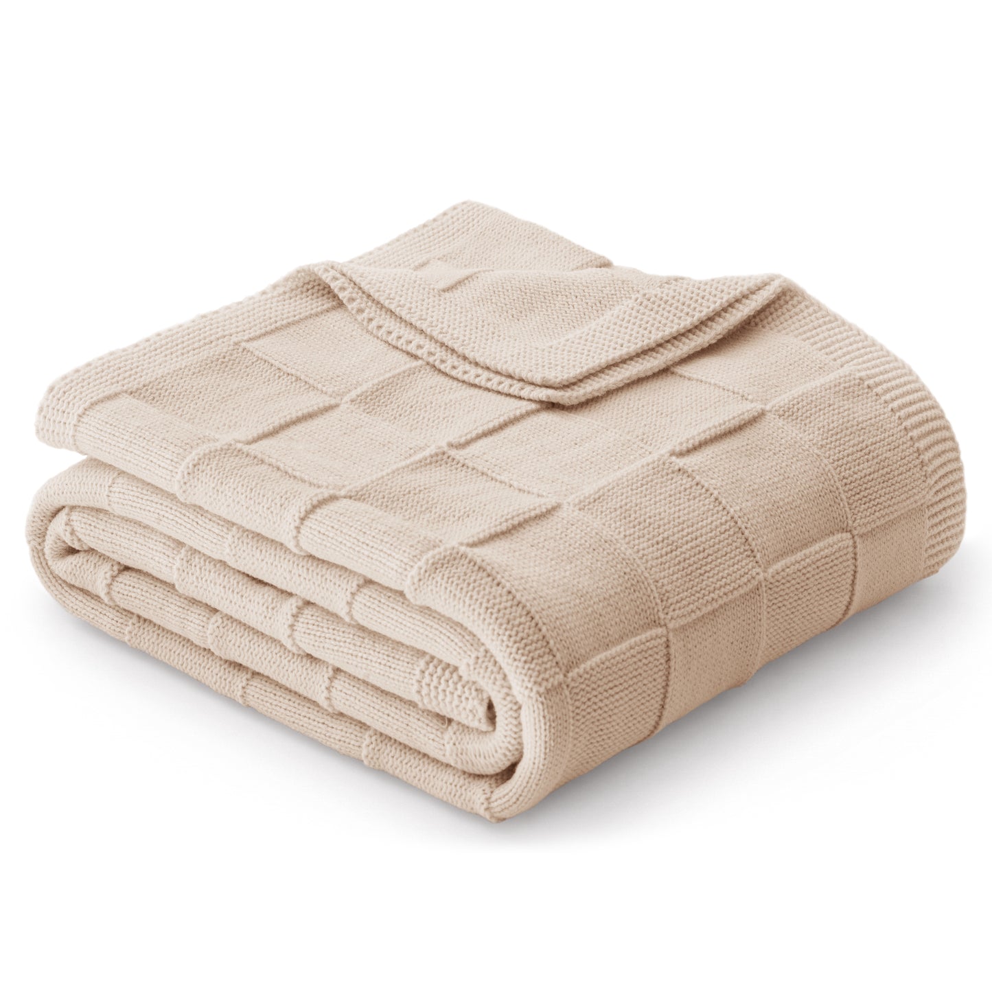 Whale Flotilla Knit Throw Blanket for Couch, Soft Fuzzy Decorative Knitted Blanket for Sofa Bed, Lightweight Cozy Warm Throws, 60x80 Inch, Camel