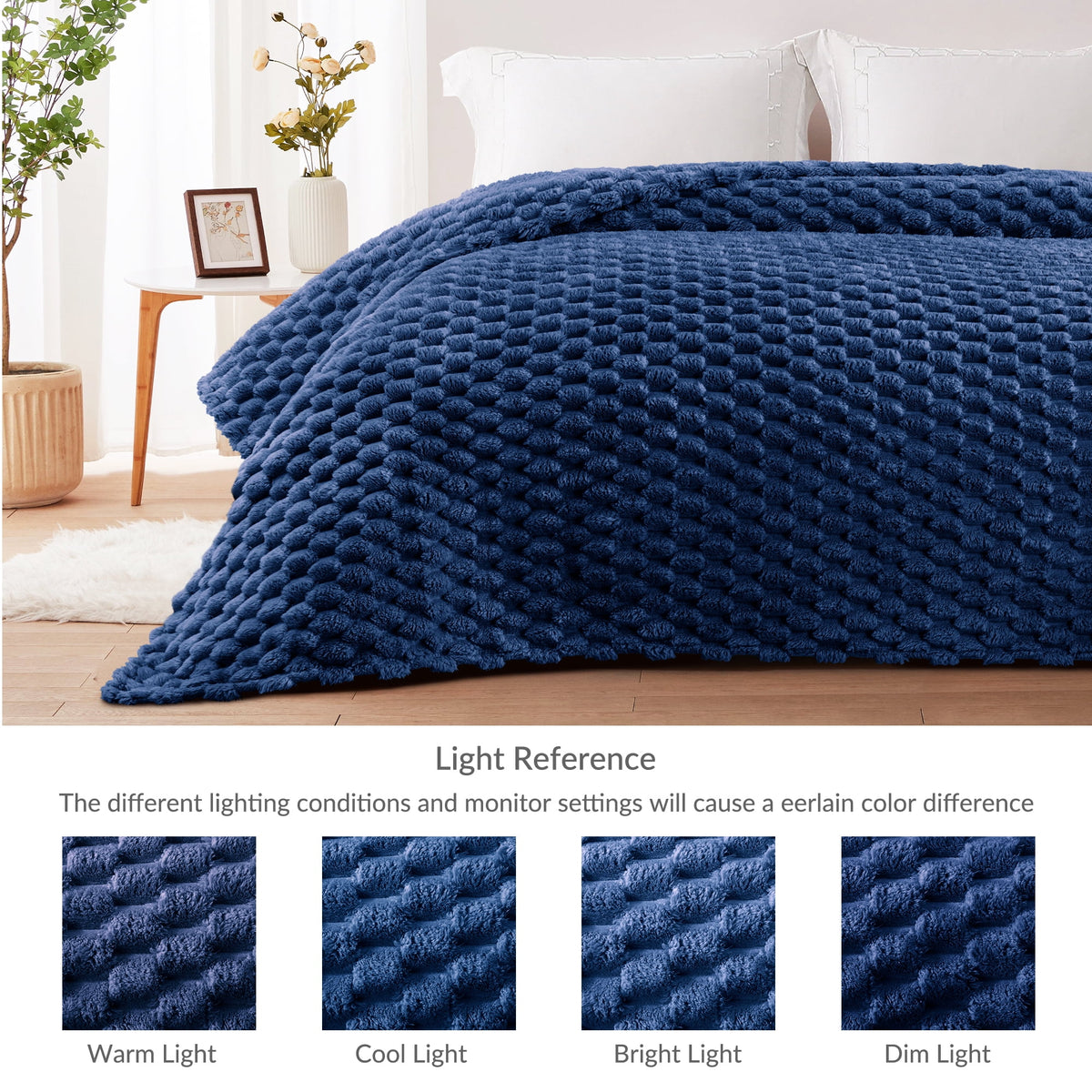 Whale Flotilla 60"x 80" Twin Size Blanket for Bed with Expanded 3D-Jacquard Pattern, Fuzzy Soft Cozy Exquisite Blankets or All Season, Warm and Fluffy, Navy Blue