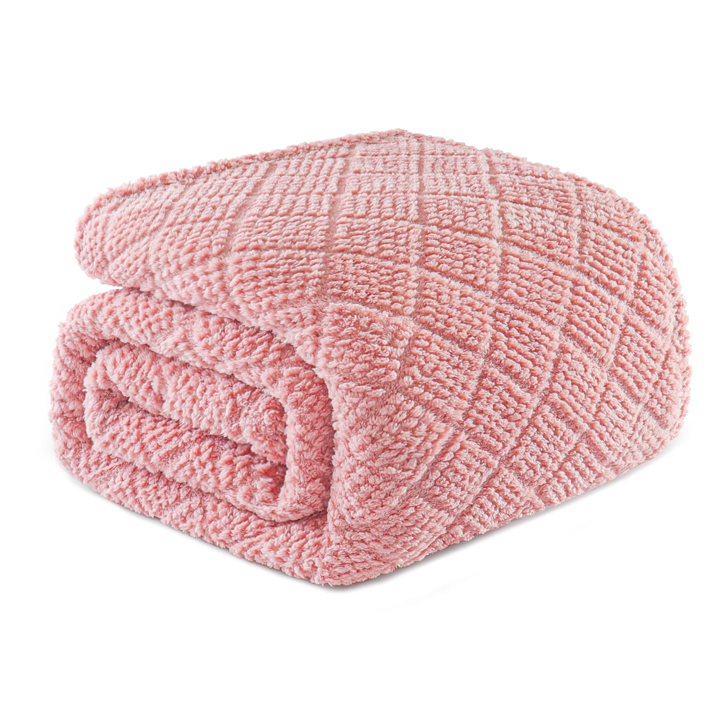 Whale Flotilla Fuzzy Fleece King Size Blanket for Bed, Soft Fluffy Jacquard Waffle Blankets for All Season, Lightweight and Warm, 90x104 Inch, Pink