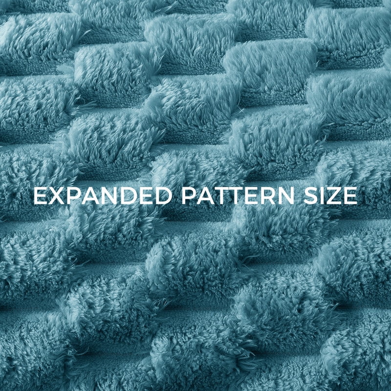 Whale Flotilla 90"x 90" Queen Size Blanket for Bed with Expanded 3D-Jacquard Pattern, Fuzzy Soft Cozy Exquisite Blankets or All Season, Warm and Fluffy, Slate Blue