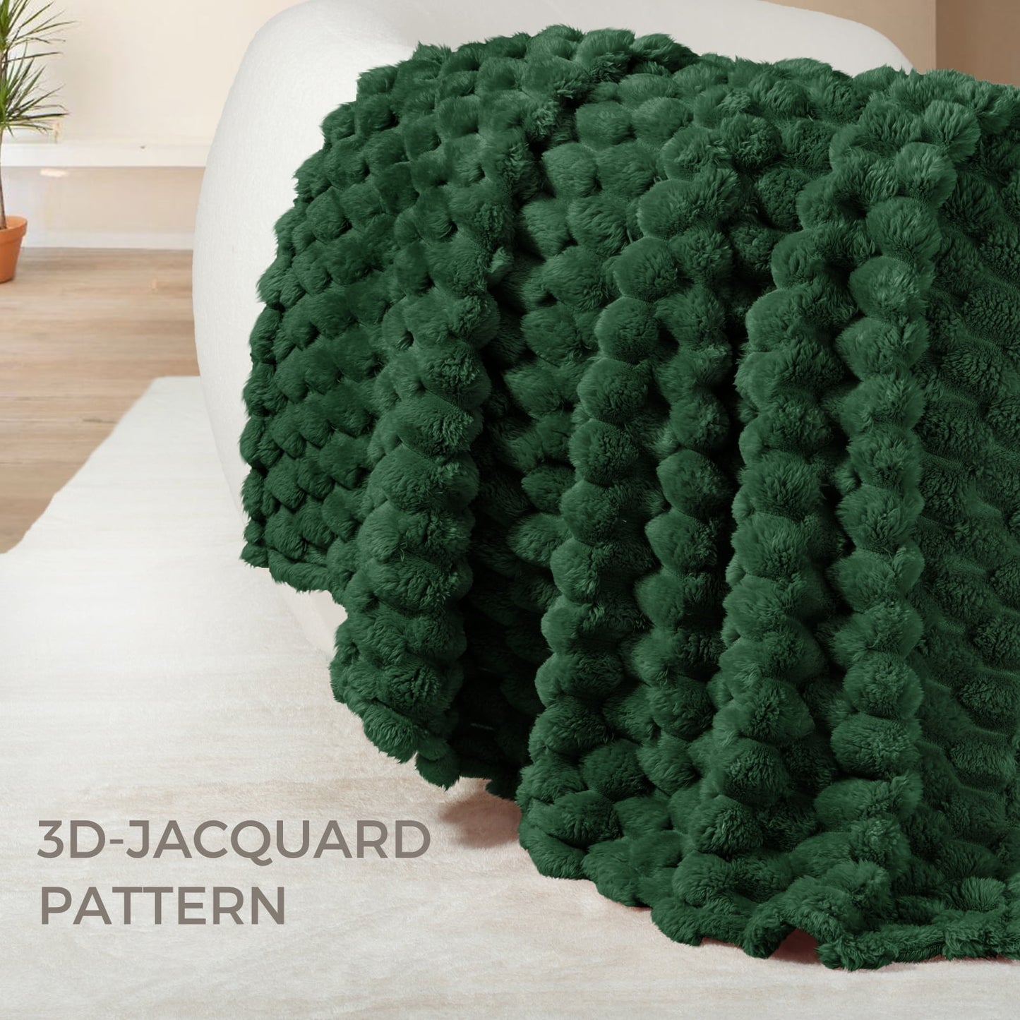 Whale Flotilla 50"x60" Throw Blanket for Couch with Expanded 3D-Jacquard Pattern, Fuzzy Soft Cozy Exquisite Blankets or All Season, Warm and Fluffy, Emerald Green
