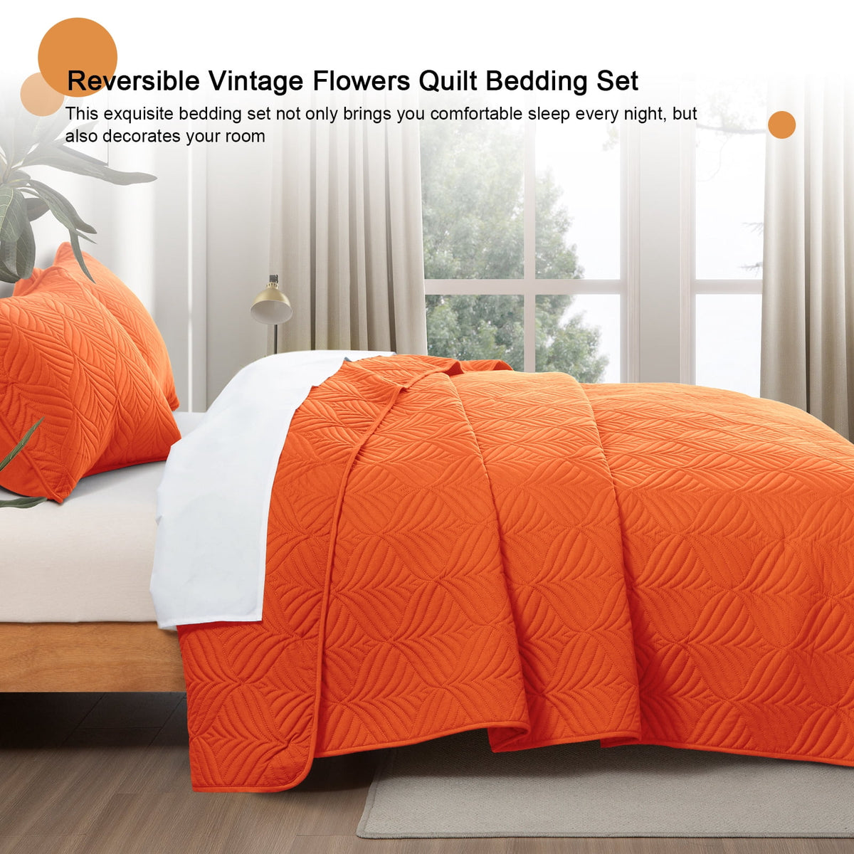Whale Flotilla Twin Size Quilt Set, Soft Ultrasonic 68x88 Inch Bedding Set, Lightweight Bedspread Coverlet with Vintage Pattern, Reversible Bed Cover for All Seasons,Burnt Orange