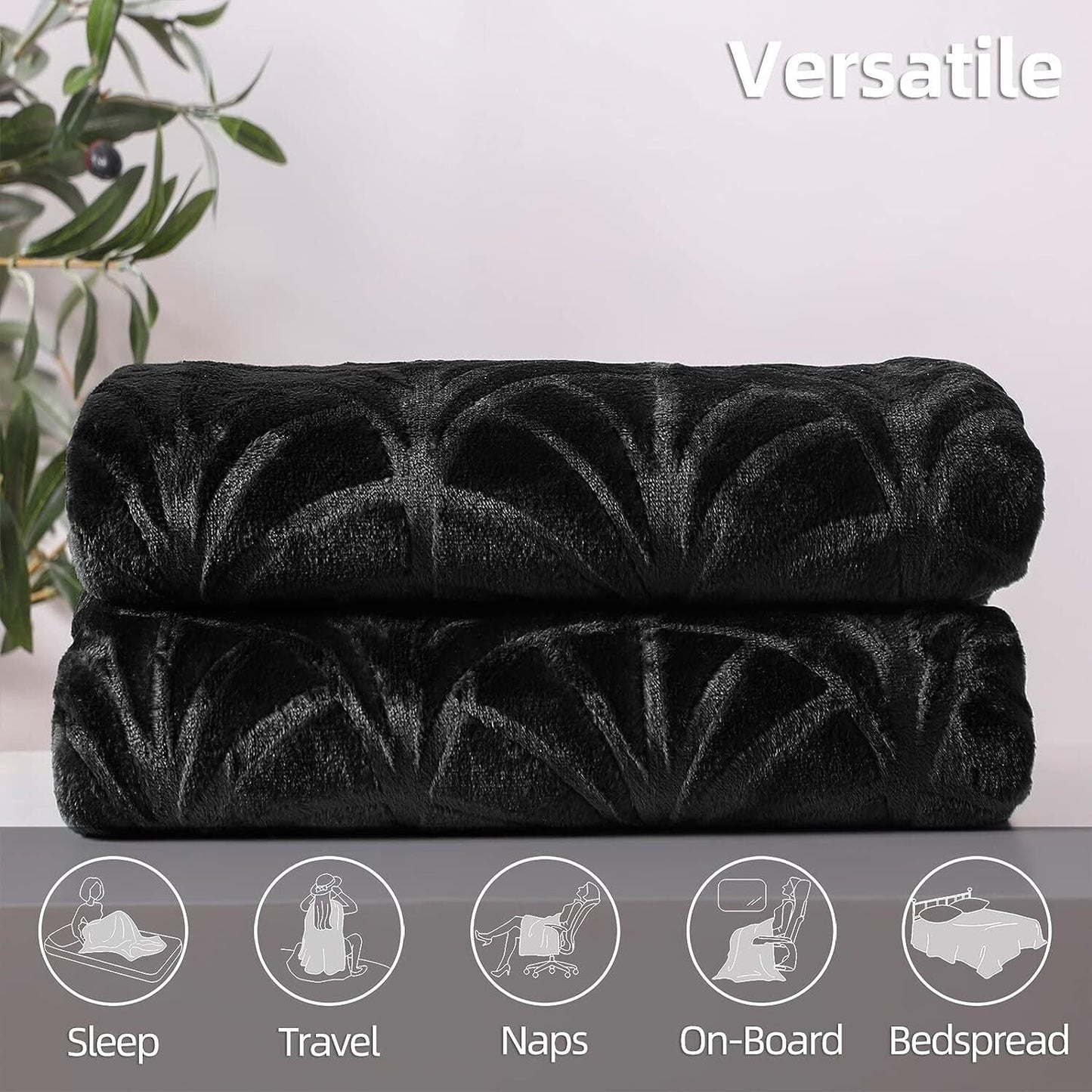 Whale Flotilla Flannel Fleece 60"x80" Twin Size Throw Blanket, Soft Fluffy Velvet Bedspread with Vintage Pattern, Warm Lightweight All-Season Coverlet, Black