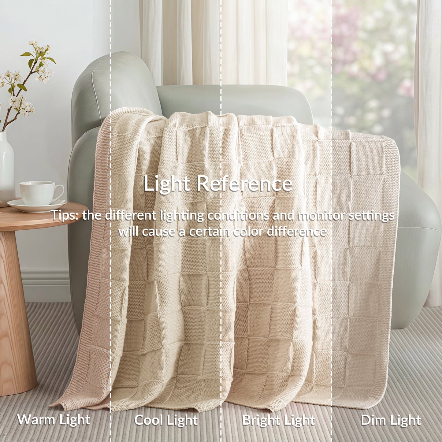 Whale Flotilla Knit Throw Blanket for Couch, Soft Fuzzy Decorative Knitted Blanket for Sofa Bed, Lightweight Cozy Warm Throws, 50x60 Inch, Camel