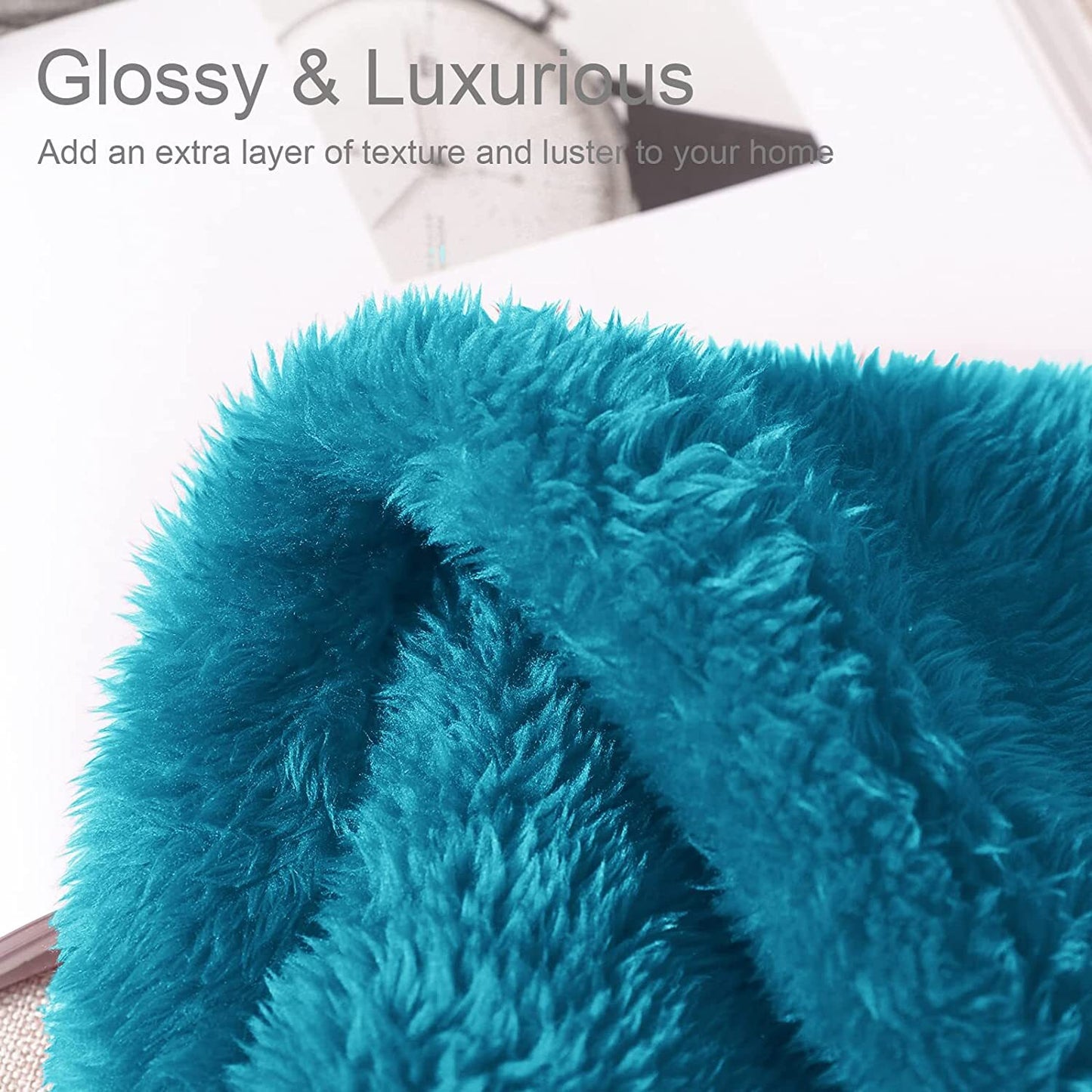 Whale Flotilla Fuzzy Faux Fur Throw Blanket for Couch, Soft Warm Fluffy Fleece Blanket for Bed/Sofa/Camping/Travel, Extra Large and Lightweight, 50x70 Inch, Teal