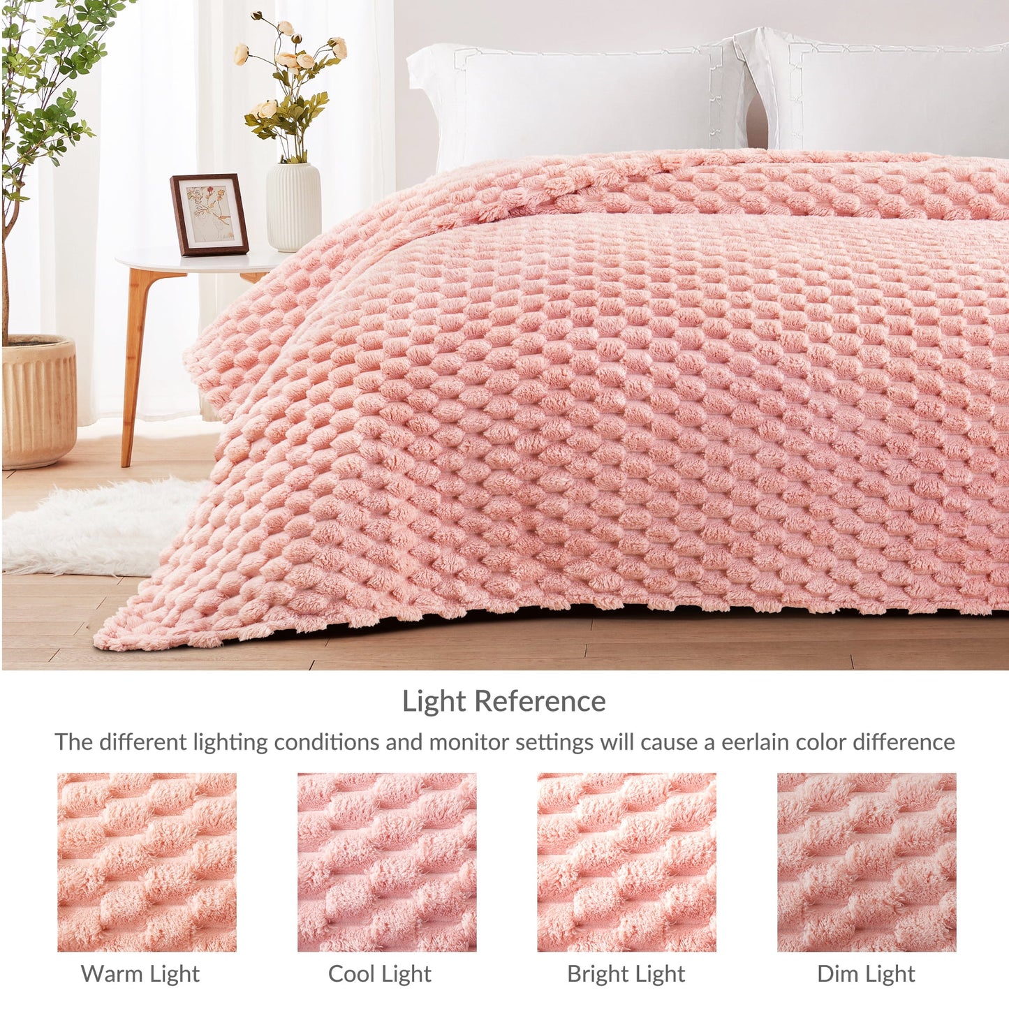 Whale Flotilla 50"x60" Throw Blanket for Couch with Expanded 3D-Jacquard Pattern, Fuzzy Soft Cozy Exquisite Blankets or All Season, Warm and Fluffy, Pink