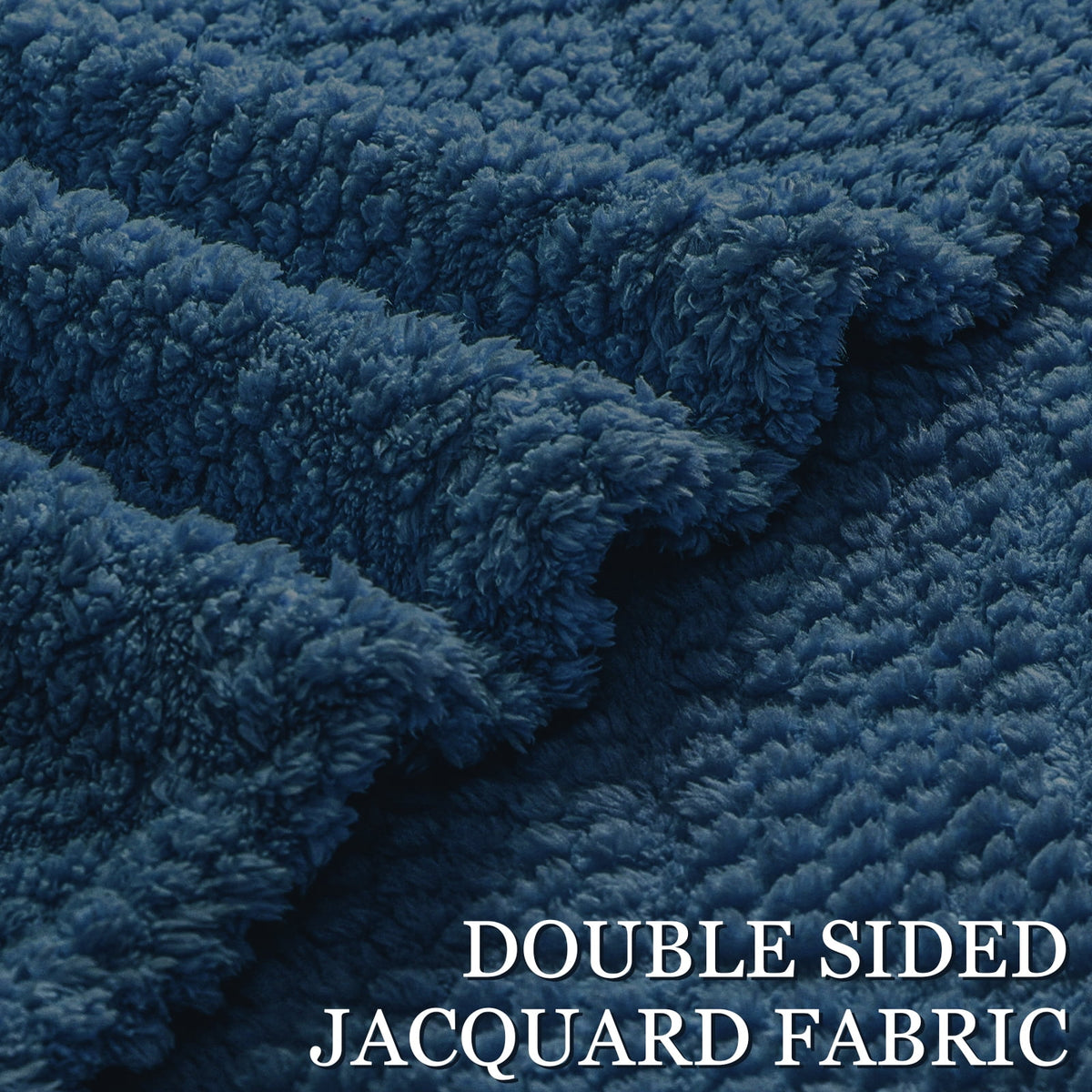 Whale Flotilla Fuzzy Fleece Throw Blanket for Couch, Bed, Soft Fluffy Jacquard Waffle Blankets for All Season, Lightweight and Warm, 50x60 Inch, Navy Blue