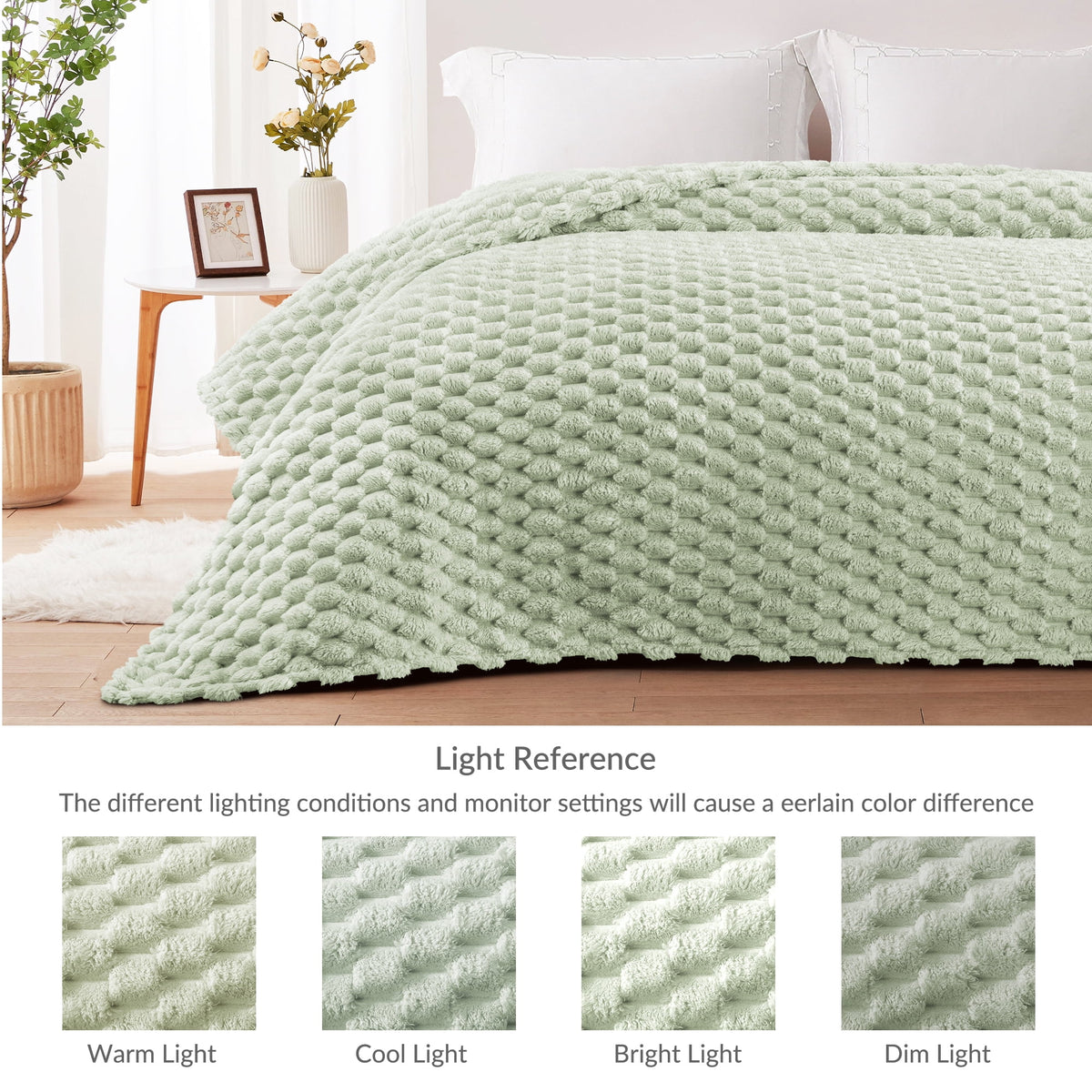 Whale Flotilla 50"x60" Throw Blanket for Couch with Expanded 3D-Jacquard Pattern, Fuzzy Soft Cozy Exquisite Blankets or All Season, Warm and Fluffy, Sage Green