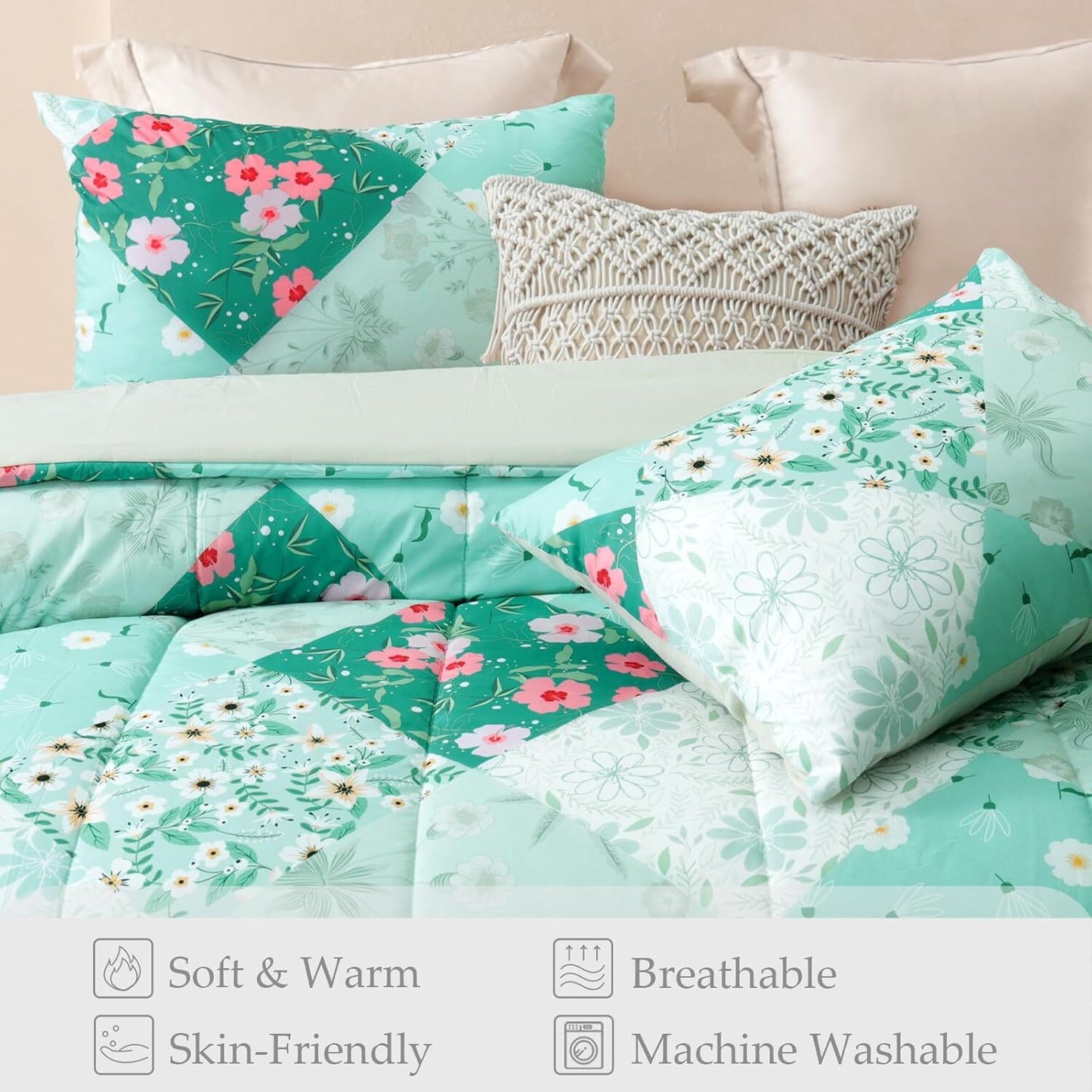Whale Flotilla King Comforter Set, Soft Reversible Beige Bedding Comforter Set with Pailsey Pattern, 1 Micoriber Printed Comforter and 2 Pillow Shams, 3 Pieces