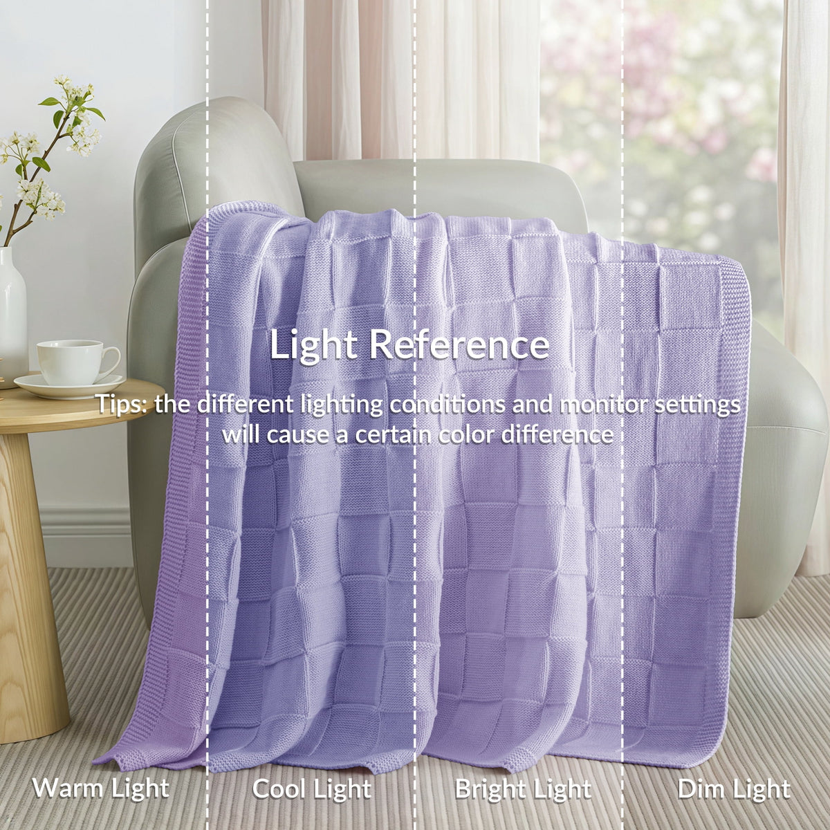 Whale Flotilla Knit Throw Blanket for Couch, Soft Fuzzy Decorative Knitted Blanket for Sofa Bed, Lightweight Cozy Warm Throws, 50x60 Inch, Violet