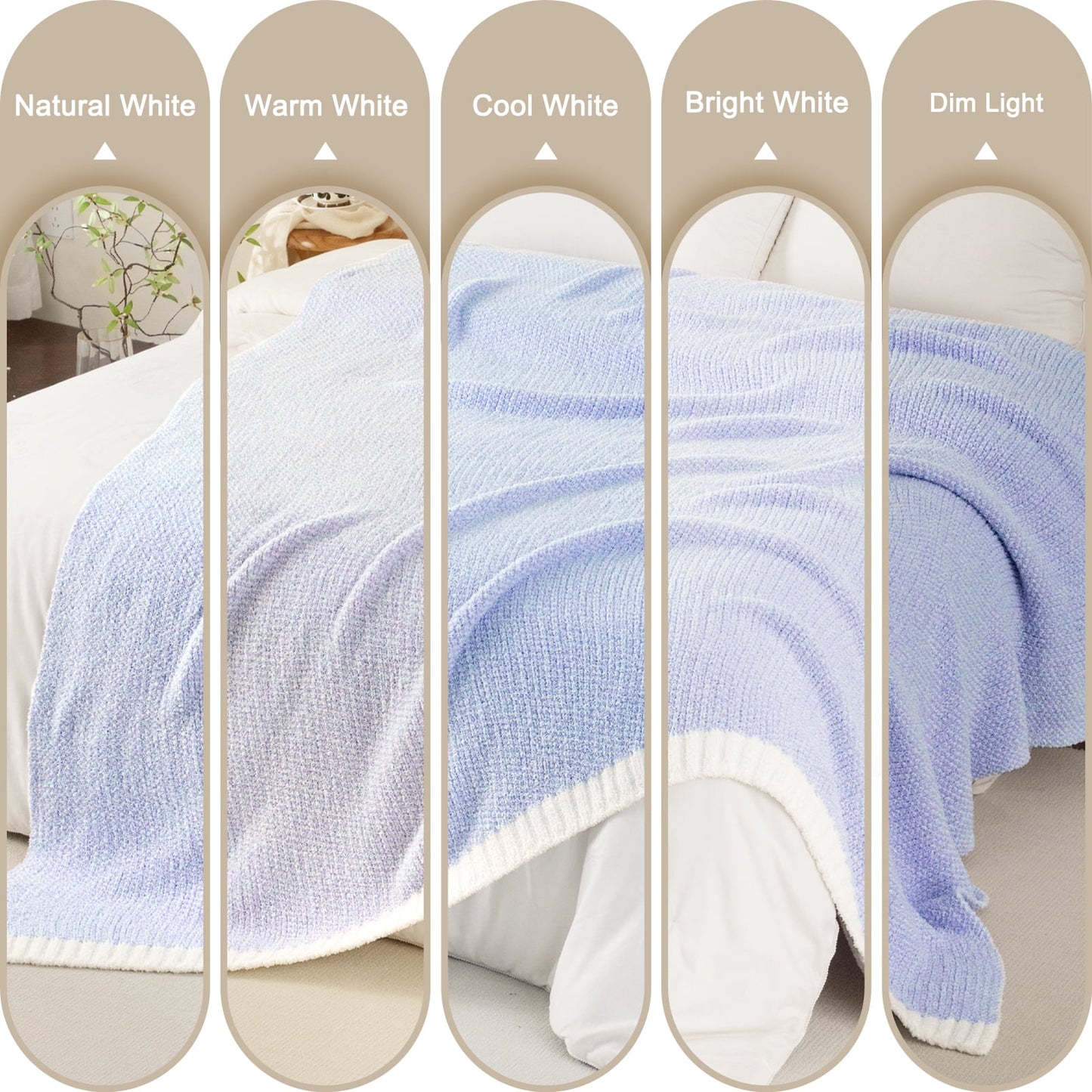Whale Flotilla Knit Throw Blanket for Couch, Sofa, Bed, Soft Fluffy and Cozy, 50"x60", Lavender