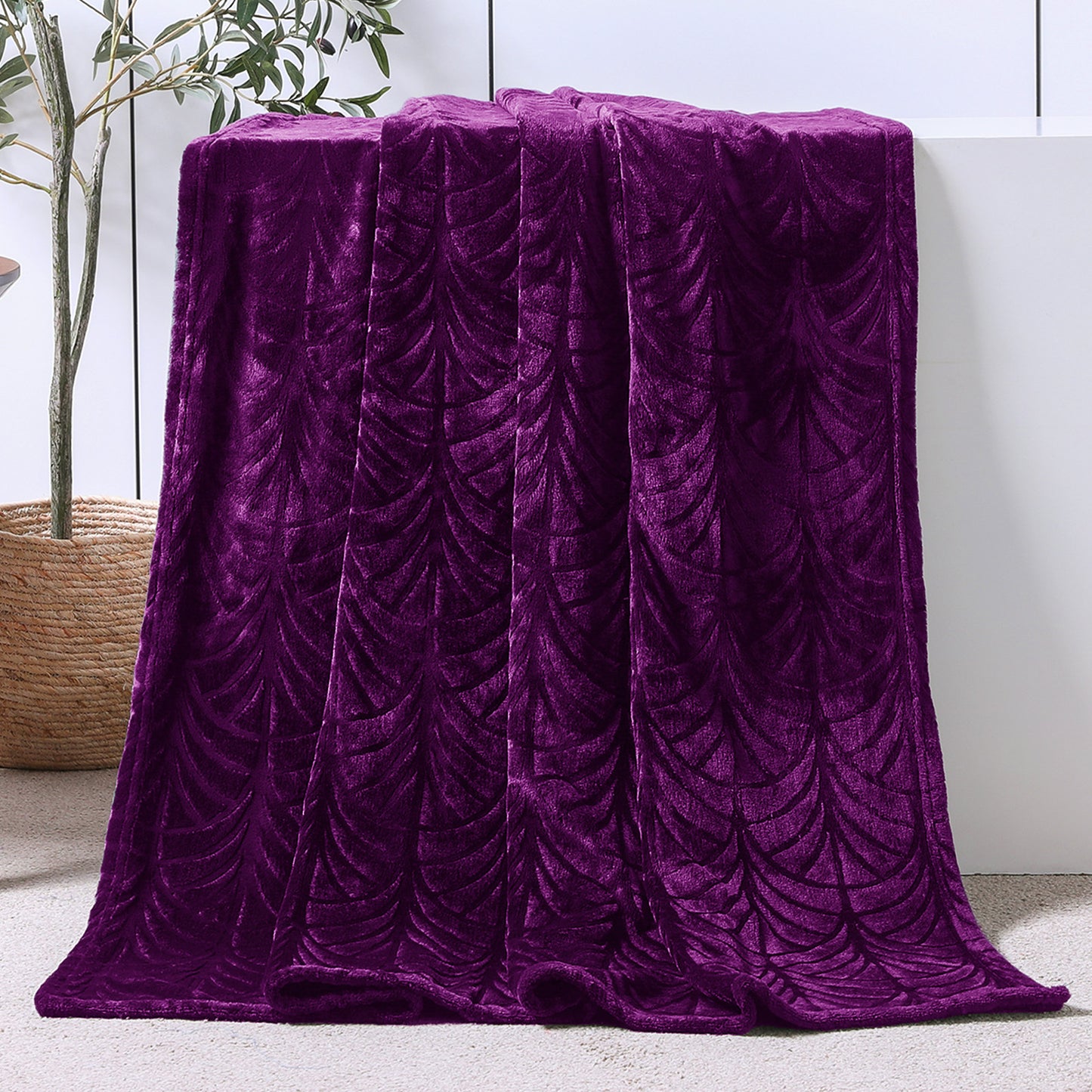 Whale Flotilla Fleece Throw Blanket for Couch, Soft Fluffy Sofa Bed Blanket with Vintage Pattern for All Season, Warm and Lightweight, 50x60 Inch, Purple