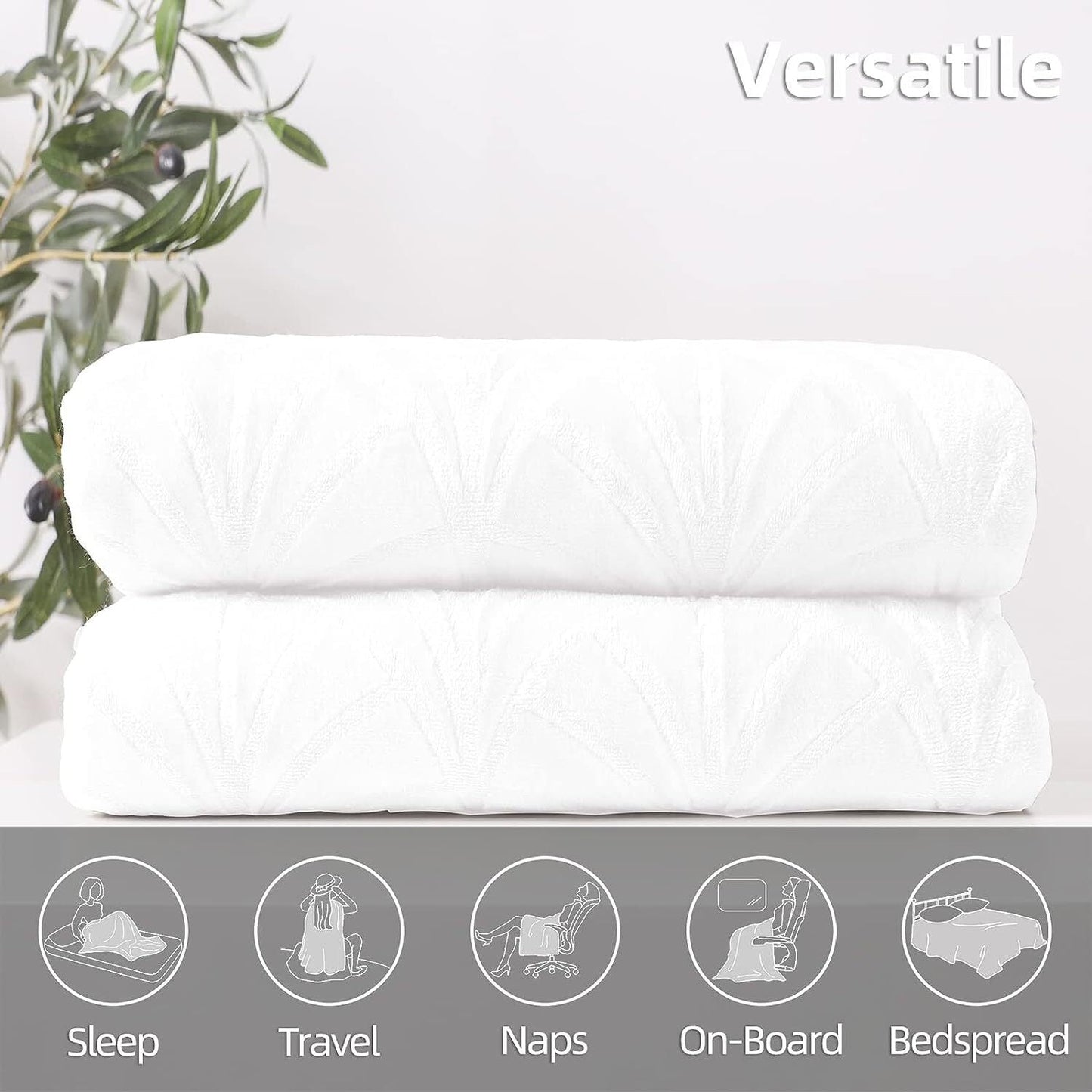 Whale Flotilla Flannel Fleece 60"x80" Twin Size Throw Blanket, Soft Fluffy Velvet Bedspread with Vintage Pattern, Warm Lightweight All-Season Coverlet, White