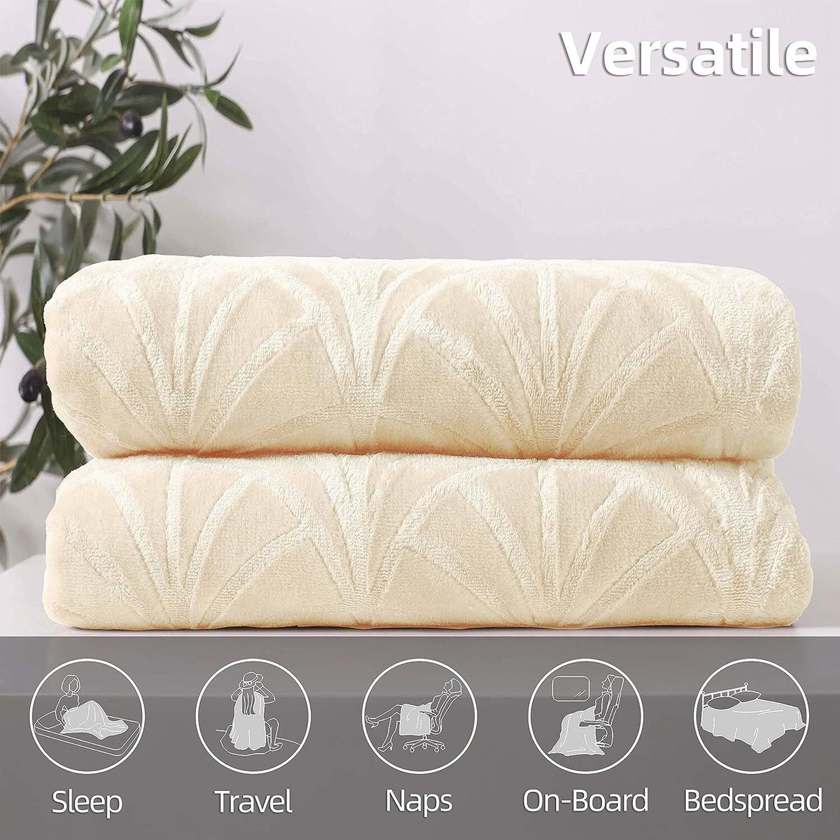 Whale Flotilla Flannel Fleece 60"x80" Twin Size Throw Blanket, Soft Fluffy Velvet Bedspread with Vintage Pattern, Warm Lightweight All-Season Coverlet, Light Gold