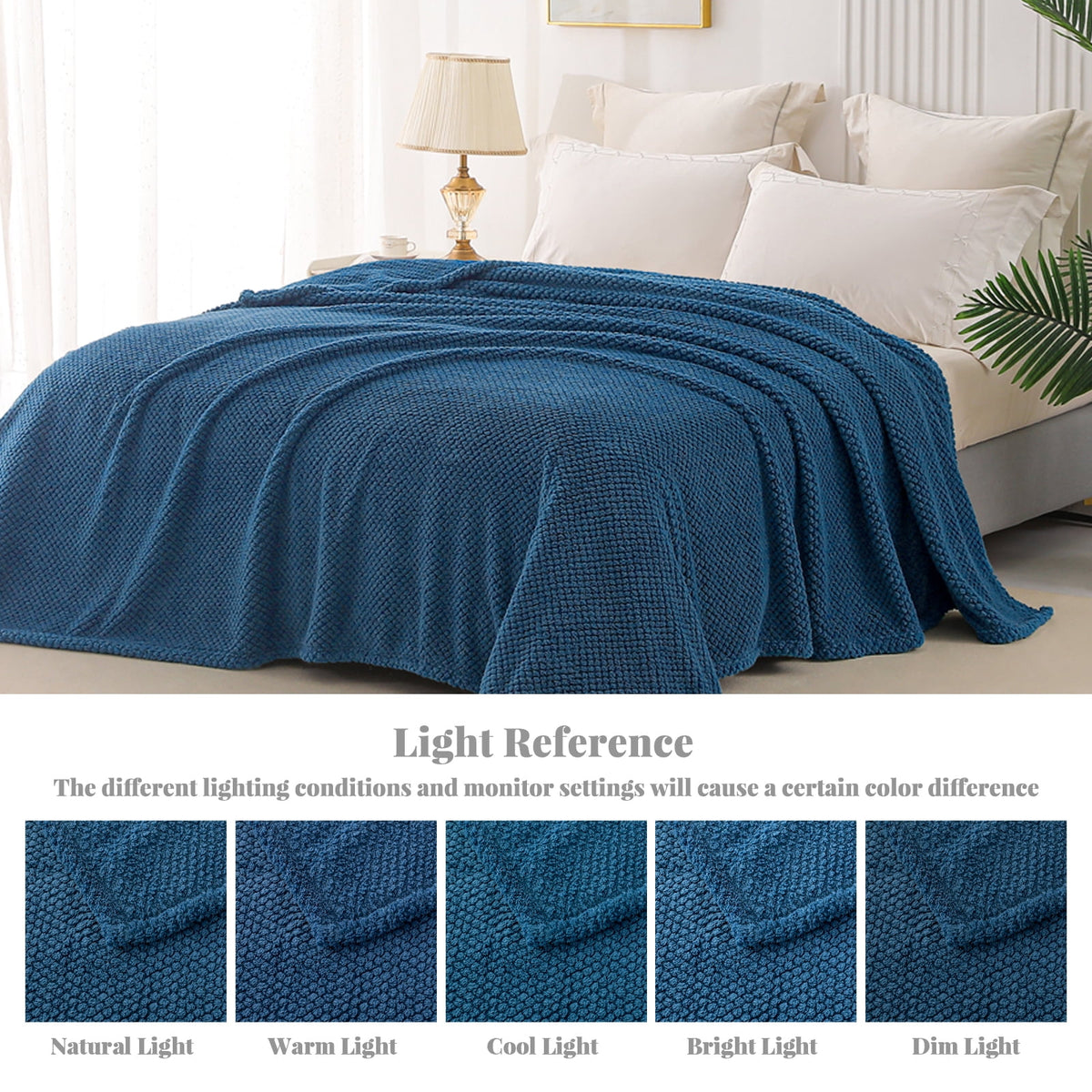 Whale Flotilla Queen Size Fuzzy Fleece Blanket, 90"x90" Fluffy Lightweight Soft Jacquard Bed Blankets for All Seasons, Warm and Cozy, Navy